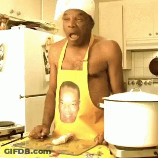 Shirtless Man In Chef Hat And Apron With Man Picture GIF