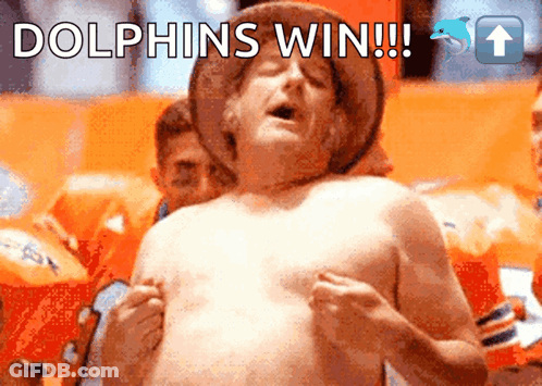 Shirtless Man In Cowboy Hat Saying Dolphins Win GIF