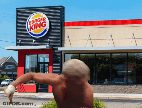 Shirtless Man In Front Of Burger King GIF
