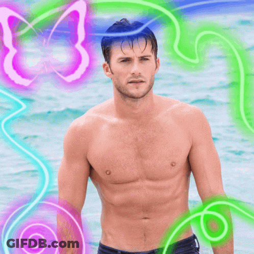 Shirtless Man In Front Of Butterfly GIF