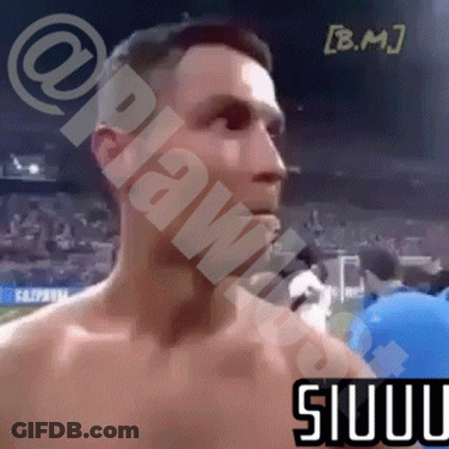 Shirtless Man In Front Of Crowd Siuu GIF