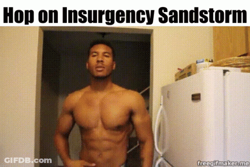 Shirtless Man In Front Of Fridge Hop On Insurgency Sandstorm GIF