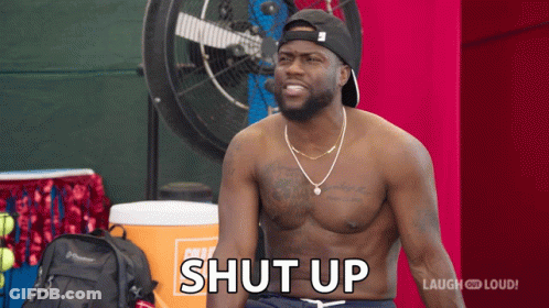 Shirtless Man In Front Of Orange Cooler Says Shut Up GIF