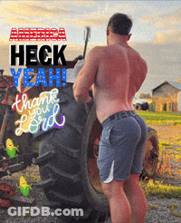 Shirtless Man In Front Of Tractor Heck Yeah Thank You Lord GIF