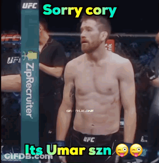 Shirtless Man In Front Of UFC Sorry Cory Its Umar Szn Sign GIF