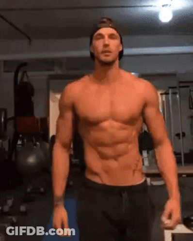 Shirtless Man In Gym Wearing Hat GIF