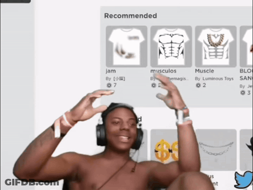 Shirtless Man In Headphones In Front Of Recommended Screen GIF
