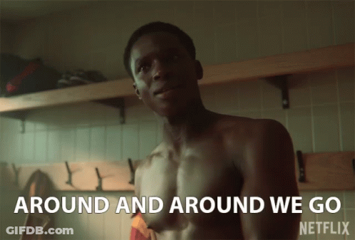 Shirtless Man In Locker Room Around And Around We Go GIF