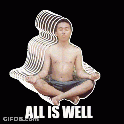 Shirtless Man In Lotus Position Saying All Is Well GIF