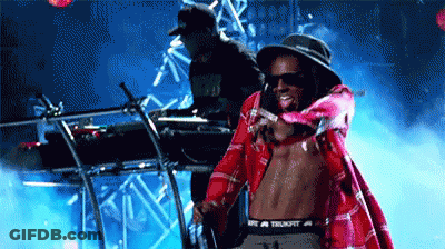 Shirtless Man In Plaid Shirt Standing Before DJ GIF