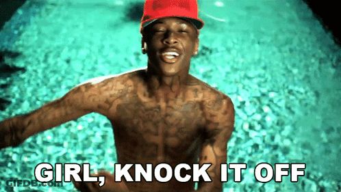 Shirtless Man In Pool Saying Girl Knock It Off GIF