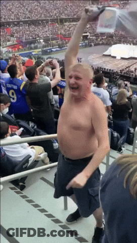 Shirtless Man In Stadium Number 9 GIF