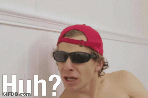 Shirtless Man In Sunglasses And Red Hat Saying Huh GIF