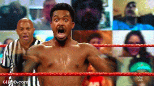 Shirtless Man In Wrestling Ring Mouth Open GIF