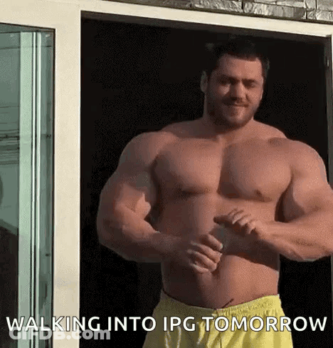 Shirtless Man In Yellow Shorts GIF