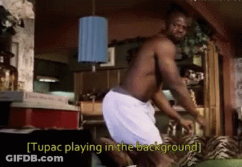 Shirtless Man Kneeling Says Tupac Playing Background GIF