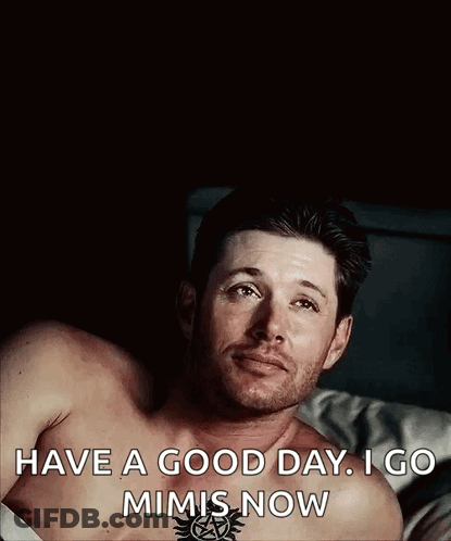 Shirtless Man Laying In Bed Have A Good Day I Go Mimis Now GIF