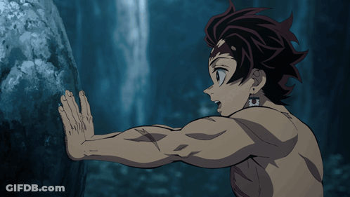 Shirtless Man Leaning On Rock GIF