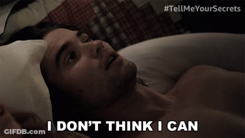 Shirtless Man Lying In Bed Saying I Don't Think I Can GIF