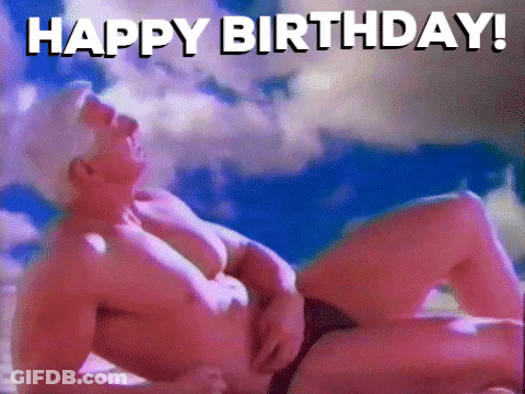 Shirtless Man Lying On Beach Happy Birthday GIF