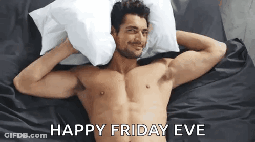 Shirtless Man Lying On Bed With Pillows GIF