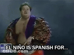 Shirtless Man Making Devil Horns Says El Niño Is Spanish For GIF