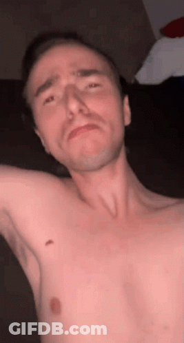 Shirtless Man Making Funny Face Eyes Closed GIF