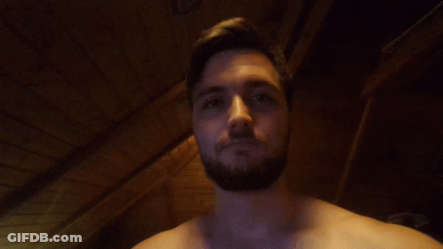 Shirtless Man Making Funny Face Hand Up GIF