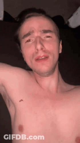 Shirtless Man Making Funny Face With Eyes Closed GIF