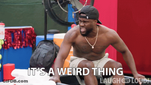 Shirtless Man On Bench It's A Weird Thing Laugh Out Loud GIF
