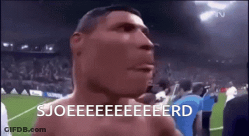 Shirtless Man On Soccer Field With Crowd GIF