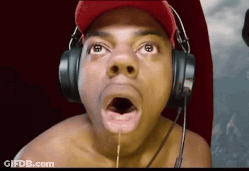 Shirtless Man Open Mouth Headphones Red Hat GIF