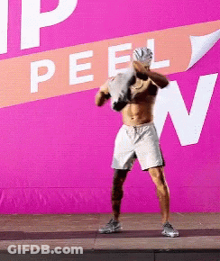 Shirtless Man Peel Sign GIF