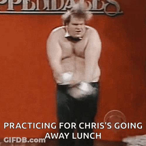 Shirtless Man Practicing For Chris Going Away Lunch GIF