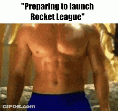 Shirtless Man Preparing To Launch Rocket League GIF