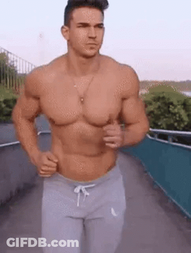 Shirtless Man Running GIF