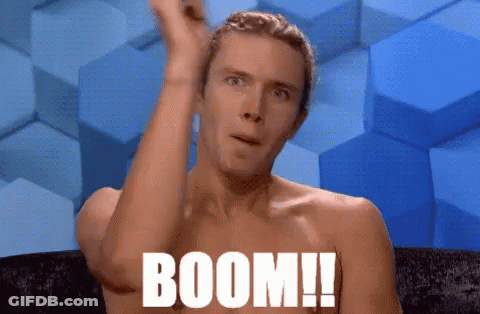 Shirtless Man Saying Boom With Fist Up GIF