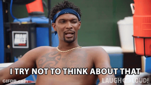 Shirtless Man Saying I Try Not To Think About That Laugh Loud GIF