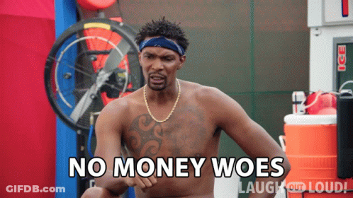 Shirtless Man Saying No Money Woes GIF