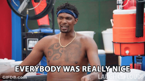 Shirtless Man Says Everybody Was Really Nice In Front Of Coolers GIF