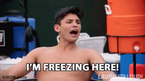 Shirtless Man Says I'm Freezing Here Laugh Out Loud GIF
