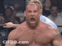Shirtless Man Screaming In Boxing Ring Before Crowd GIF