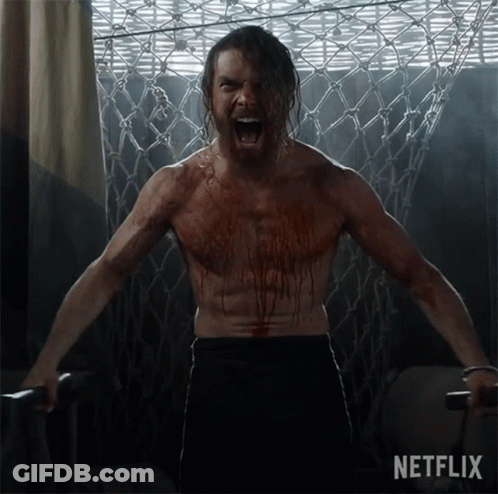 Shirtless Man Screaming In Shower Netflix Logo GIF