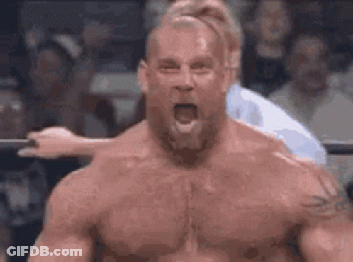 Shirtless Man Screaming In Wrestling Ring GIF