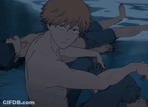 Shirtless Man Sitting Next To Another Man GIF