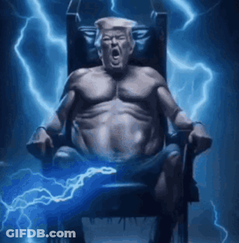 Shirtless Man Sitting On Chair With Lightning GIF