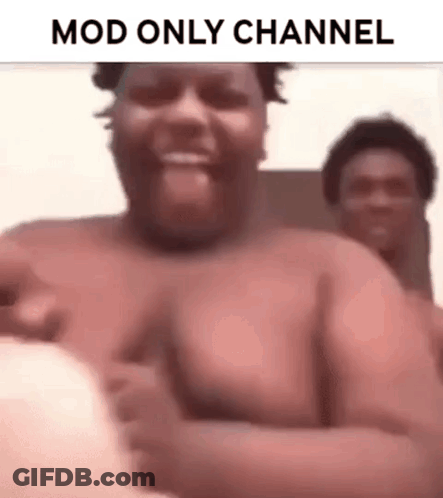Shirtless Man Sitting On Couch With Arms Crossed Saying Mod Only Channel GIF