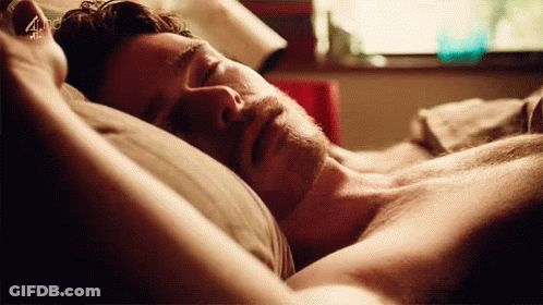 Shirtless Man Sleeping With Arms Outstretched GIF