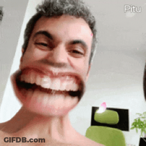 Shirtless Man Smiling Big Mouth Pitu GIF