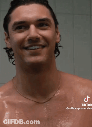 Shirtless Man Smiling In Shower GIF